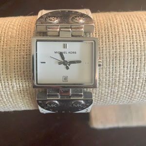 White Leather and silver Michael Kors watch